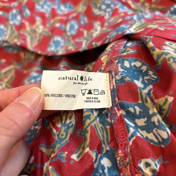 Natural Life Bella Red Blue Floral Maxi Dress Women’s Large Cottagecore Bohemian - Picture 14 of 14